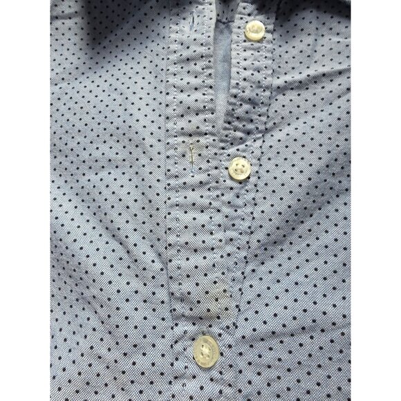 Lands End Womens Blue Polka Dot Long Sleeve Button-Up Shirt Size 12 Cotton - Picture 5 of 7